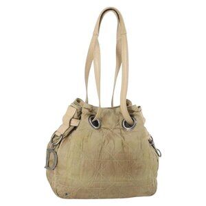 Authentic Christian Dior Canage Shoulder Bag Nylon Beige